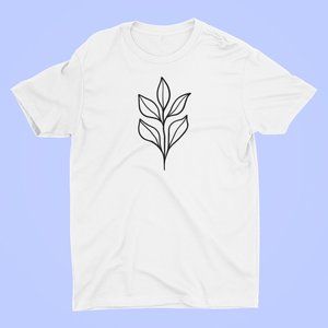 Bay Leaves Vinyl White T-Shirt: Mens Sizes S-XL".